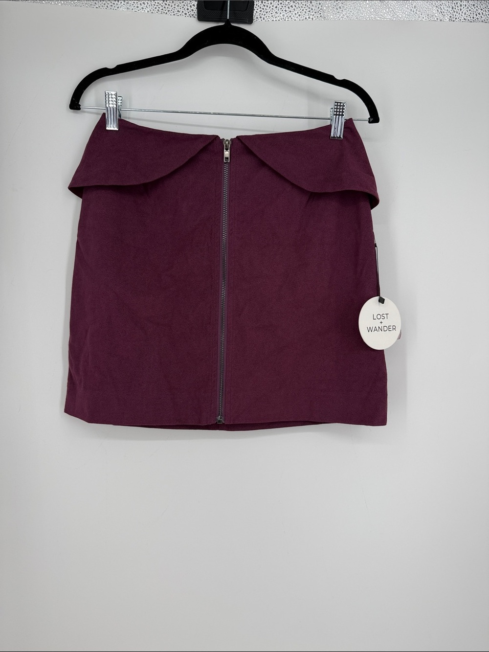 Lost + Wander Suede Like Plum Mini Skirt with Center Zip size S  nwt